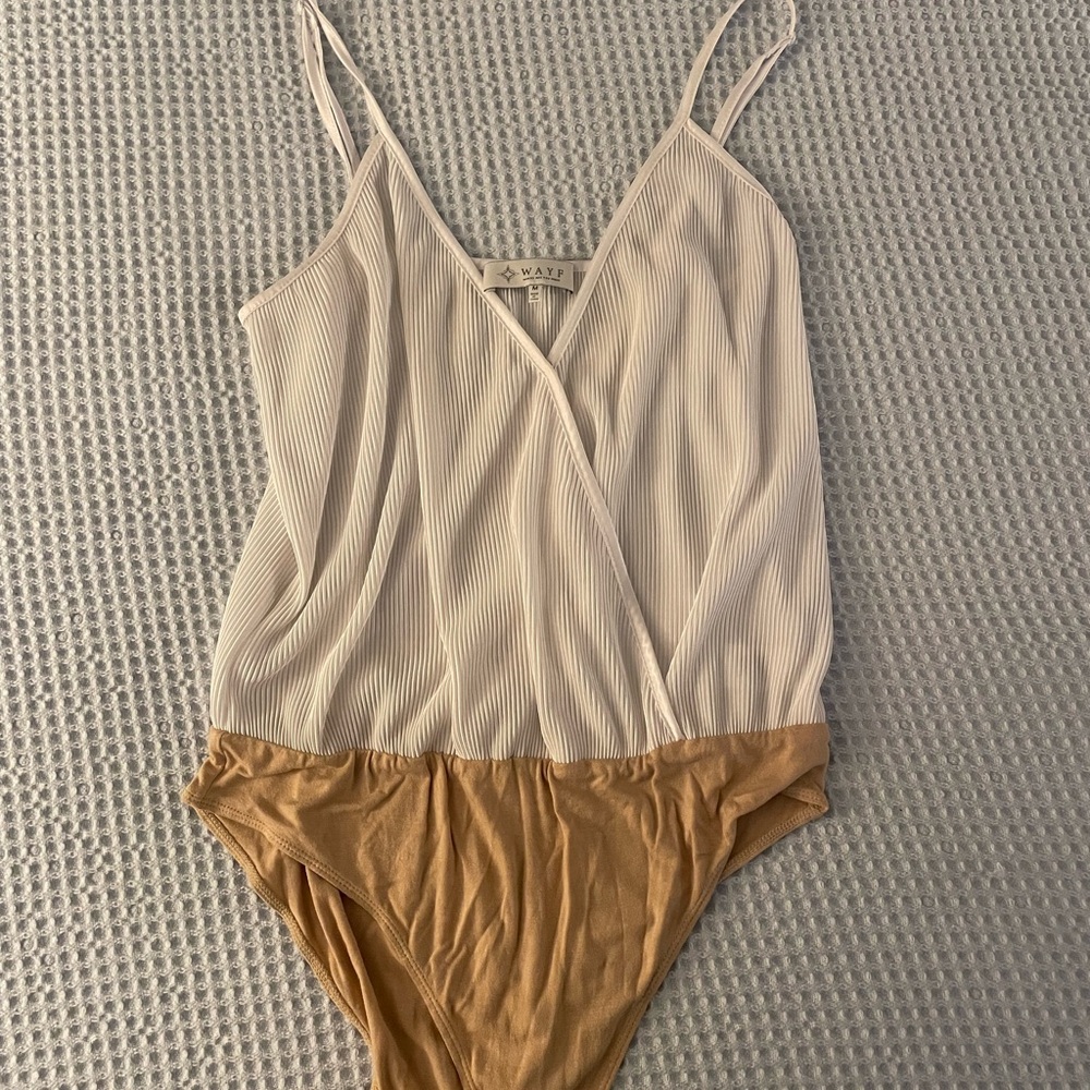 White ribbed blouse bodysuit